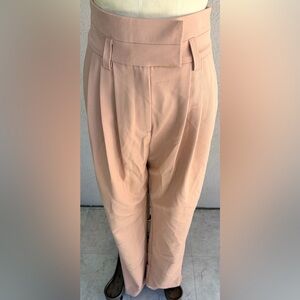 Elegant Women's Tan High-Waisted Pleated Pants